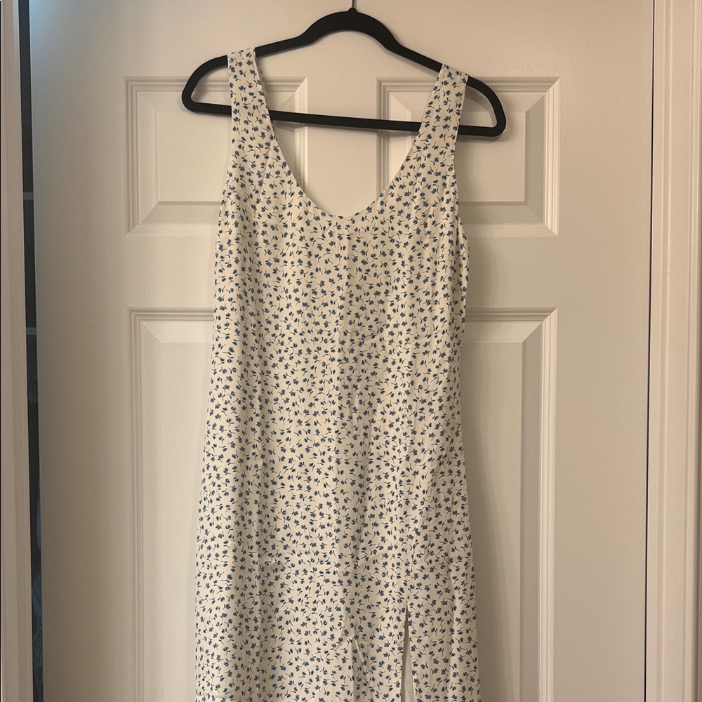 Reformation White and Blue Floral Midi Dress